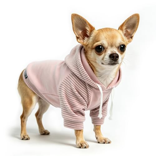 Fleece Dog Hoodie with Leash Hole Dog Clothes for Small to Large Dogs (Pink / X-Large)