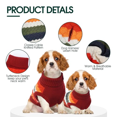 Dog Sweater Thermal Dog Sweaters for Medium Dogs Girl Boy (Medium (Chest: 15.7''; Weight: 9 - 13LB) / Red)