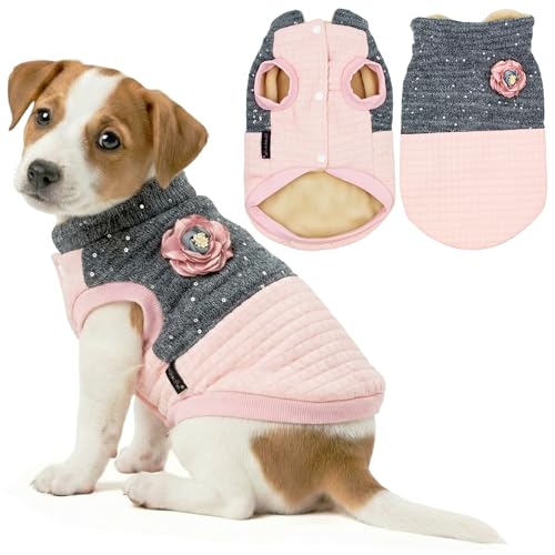 Christmas Dog Jacket (Medium / Fancy Flower Quilted Jacket Pink)