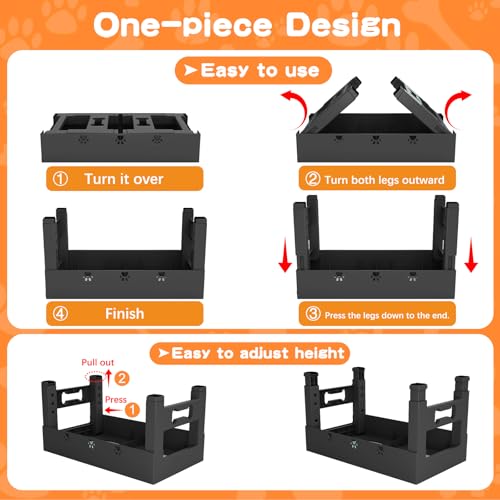 Elevated Dog Bowls with 2 Stainless Steel Bowls (For Medium Large Dogs / Black)