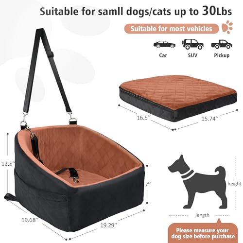 Dog Car Seat for Small Medium Dogs (Black/red brown)