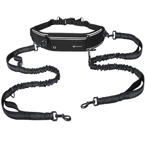 Hands Free Dog Leash for 2 Dogs Up to 250 lb (Black / Two Dogs)