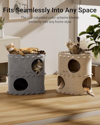 Cat House for Indoor Cats (Cream / Double)