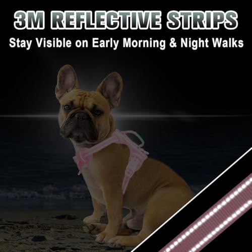 Dog Harness for Small Sized Dog No Pull Dog Vest ID Tag Pocket (Baby Pink / Small)
