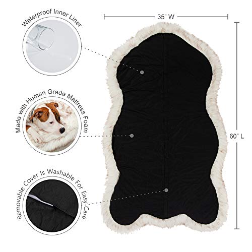 Faux Fur Orthopedic Dog Bed (White w/ Brown Tips / Giant)