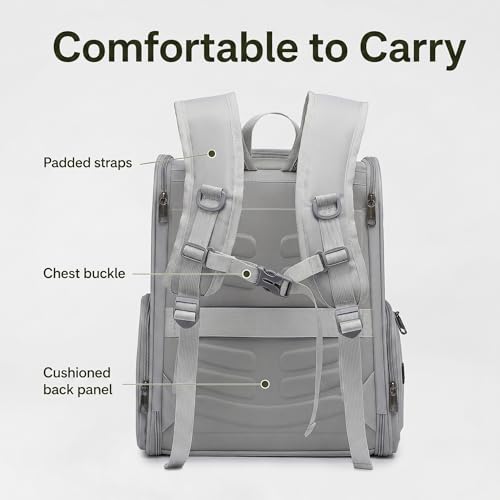 Cat Backpack Carrier for Small Dogs and Medium cat Puppy Kitten Bunny Pet Carrier Backpack Collapsible with Fully Ventilated Mesh with Safety Leash (Gray / 12.9"L x 10.62"W x 15.5"H)