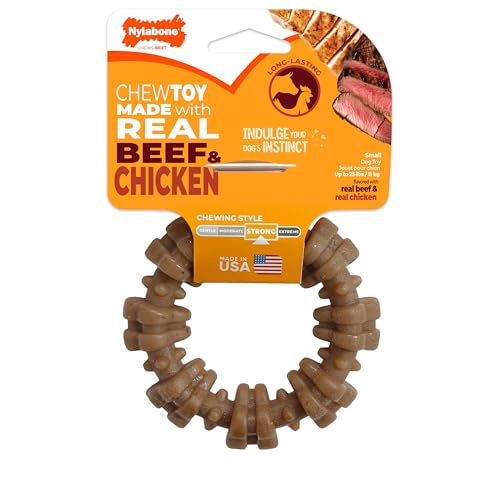 Strong Chew Ring Dog Chew Toy Made with Real Beef & Chicken (Textured Ring / Small)