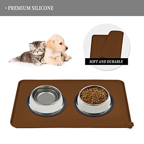 Silicone Pet Feeding Mat (Brown / 22" x 14")