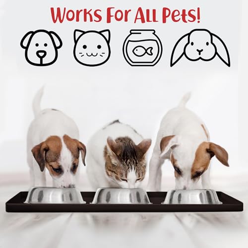 Dog Food Mat Waterproof Dog Bowl Mat for Food and Water (Medium: 21" x 14" / Coffee)