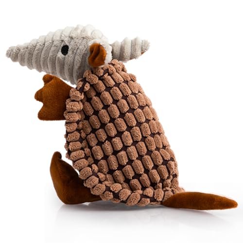 Armadillo Squeaky Puppy Dog Toys for Small Medium Dogs (8 IN / Brown)