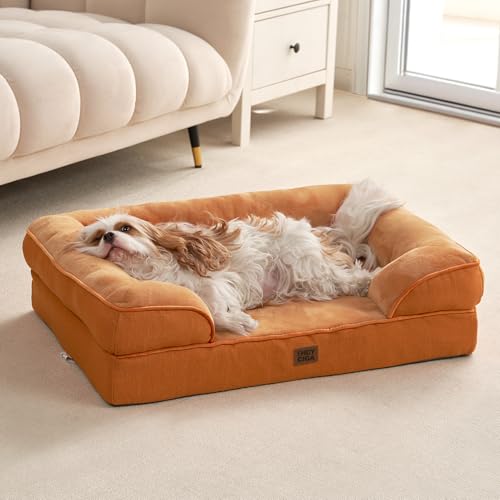 Orthopedic Dog Beds Large Sized Dog (Pumpkin Orange / 36.0"l X 27.0"w X 6.5"th)