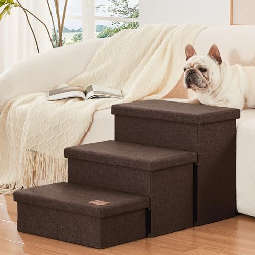 Dog Stairs for High Bed (Coffee / 29.5" X 17" X 17.7" H)