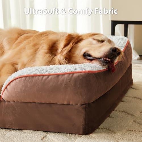 Orthopedic Dog Bed for Medium Dogs (Coffee / 28"L x 23"W x 6.5"Th)