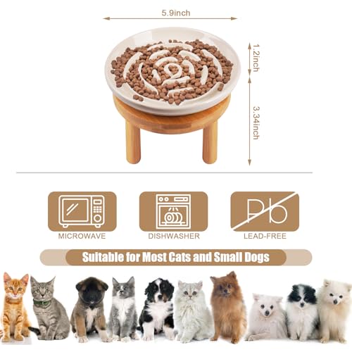 Elevated Slow Feeder Cat Bowls (apricot)