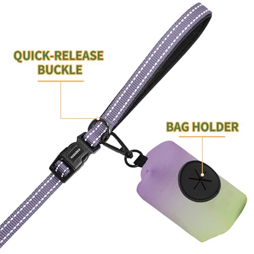 Hands Free Dog Leash with Poop Bag Holder (Deep Purple)