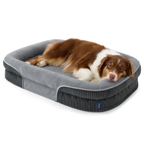 LPlus 360°Oval Bolster Orthopedic Dog Beds Large Sized Dog (Charcoal / 38"lx28"wx7"th)