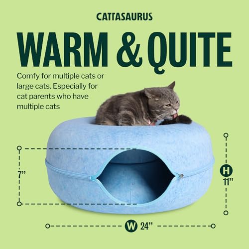 Peekaboo Cat Cave Donut for Multiple & Large Cats up to 30 (Blue / Large)