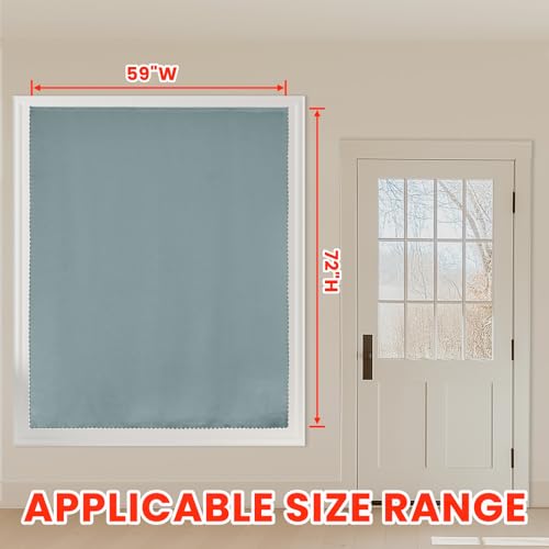 100% Blackout Shades Window Cover Self Adhesive Curtains Sticky Curtain Portable Easy Open Black Out Curtains for Bedroom Living Room No Drilling (Silver Grey/ Thickened / 59"W x 72"L (Pack of 1))