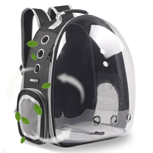 Cat Backpack Carrier Breathable Pet Travel Bag for Cats Dogs Bunny (BLACK / 13.9"L x 9.8"W x 16.5"H)