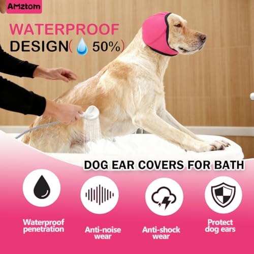 Dog Ear Muffs Noise Protection for Grooming (Pink / L(Head Circle:20-24))