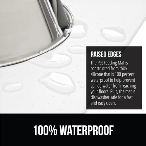 Dog Food Mat 100% Waterproof Silicone (White / 18.5"l X 11.5"w)