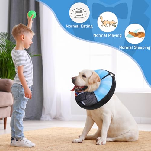 Dog Cone Alternative After Surgery Donut Collar (Black Suit / S(Neck 11"-13"))