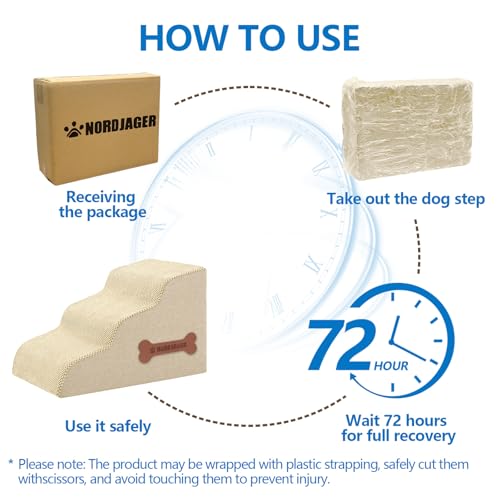 Dog Stairs for Small Dogs (Beige / 27.5"D x 15.7"W x 19"H)