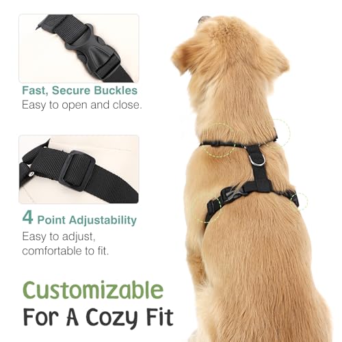 Dog Seat Belt (Black Daisy / L (Chest: 22-32.3", Neck: 16.9-26"))