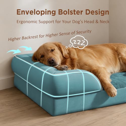 Waterproof Orthopedic Dog Beds for Large Sized Dog (36.0"L x 27.0"W x 8.0"Th / Washed Blue)