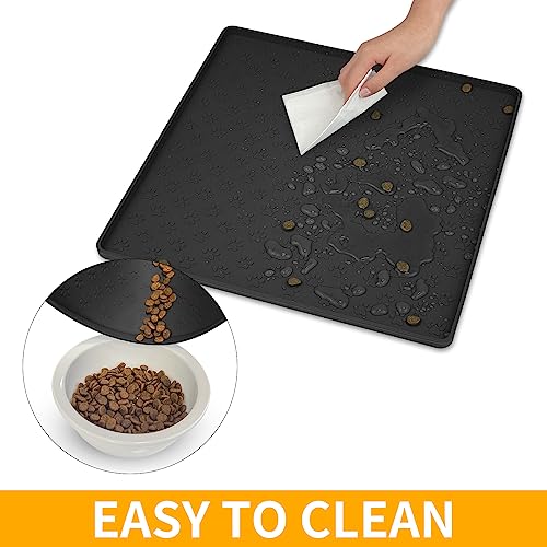 Pet Placemat for Dog and Cat (11.8"L x 11.8"W / Black)