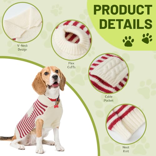Small Dog Sweater (White Stripe Pullover(Order One Size Up) / XX-Large)