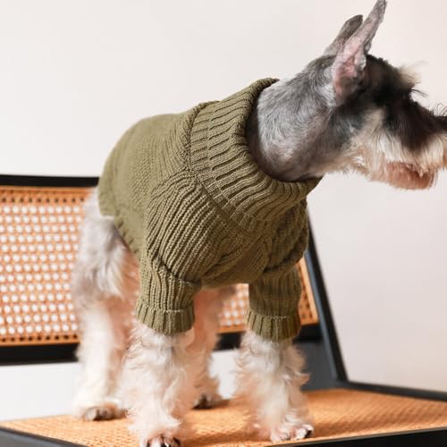Thermal Knitted Dog Sweater Doggy Winter Coat Pet Clothes Doggie Turtleneck Jacket Puppy Outfits Cat Sweatsuit Sage Green XS (X-Small / Sage Green)