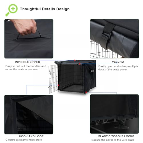 Dog Crate Cover 36in Pet Kennel Cover 36’’L*23’’W*25‘’H (Black / 36.0"L x 23.0"W x 25.0"H)