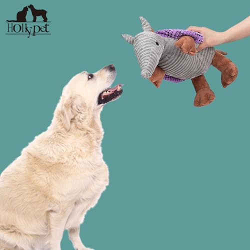 Armadillo Squeaky Dog Toys for Medium Large Dogs (14 IN / Purple)
