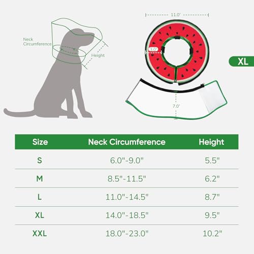 Sponge Dog Cone Collar Stop Licking After Surgery (Watermelon / XL(Neck 14"-18.5"))