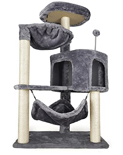 Cat Tree with Cat Condo and Big Hammock (39.4'' Grey)