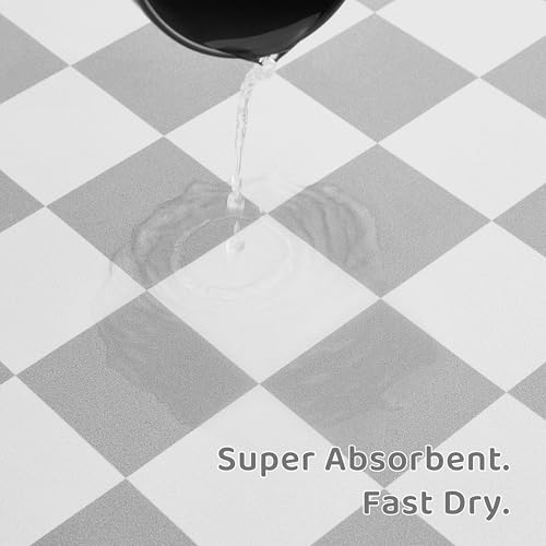 Checkered Dog Feeding Mat (24"L x 16"W / Grey)