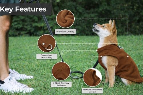 Dog Fleece Vest Sweater with Leash Ring (L (10-16lbs) / Chocolate Brown)