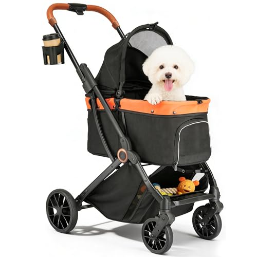 Pet Stroller for Small Dogs & Cats (Black)
