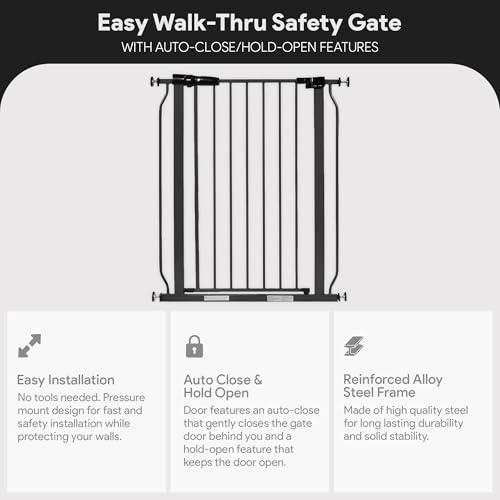Easy Walk Thru Baby Safety Gate (36-inch Tall, Graphite)