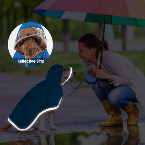 Dog Raincoat Waterproof Rain Jacket (Blue / Medium)