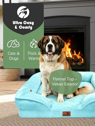Orthopedic Dog Bed with Sides (53.0"L x 42.0"W x 8.0"Th / Ice Blue)