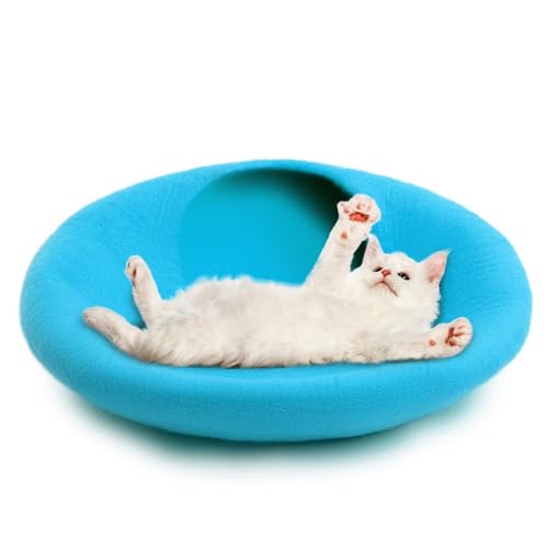 Premium Felt Cat Cave Bed (Blue Plain)