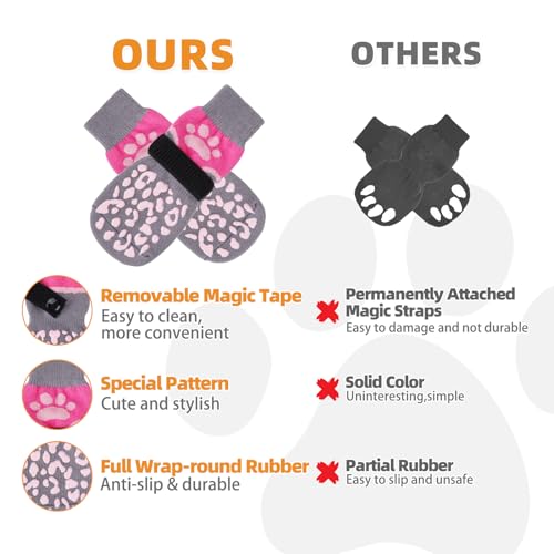 Dog Socks for Hot (Pink+Grey / X-Large (4 Pack))