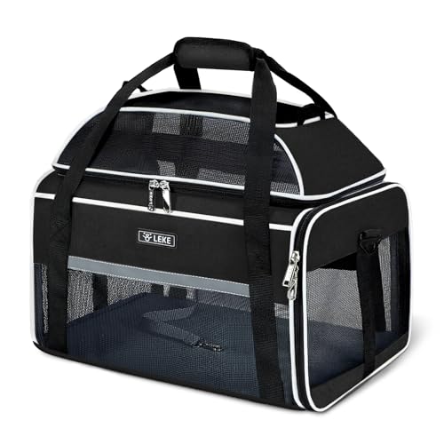 Top Expandable Pet Carrier 18x13x9.5 Inch Southwest Frontier Airline Approved Soft Sided Underseat to 15lbs Travel Carriers for Small Cats Dogs with Locking Safety Zippers Anti (Black)