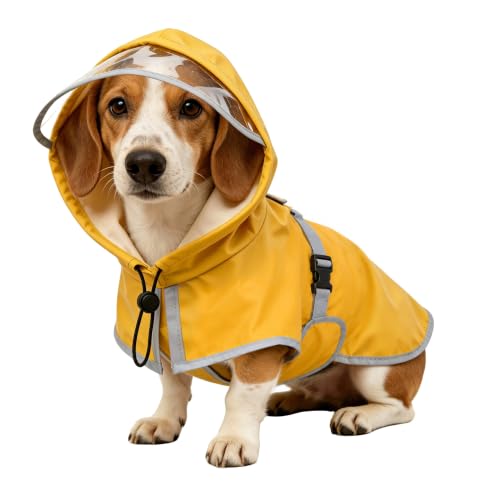 Dog Raincoat Waterproof Reflective Adjustable Hooded Windproof Jacket (X-Large)
