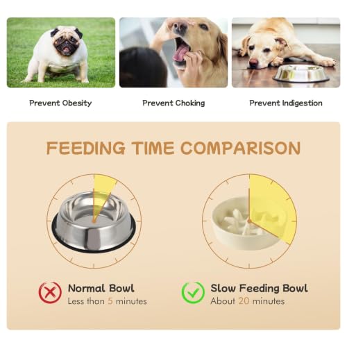 Elevated Slow Feeder Dog Bowls (Light Yellow)