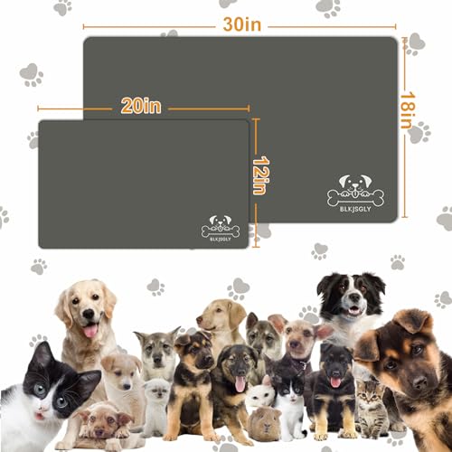 12"×20" Dark Grey Absorbent Dog Mat for Food and Water Bowl (Dark Gray-GT / 12"×20")