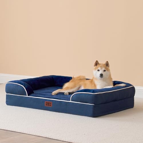 Egg Crate Memory Foam Dog Bed (Navy / 41.0"l X 27.0"w X 6.5"th)