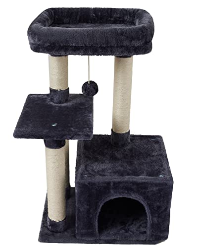 Cute Cat Tree Kitten Cat Tower Condo Cat Furniture Sisal Scratching Posts D (Smokygrey)